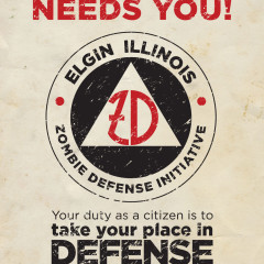 Elgin nightmare on Chicago Street zombie defense logo design by Adam Flikkema