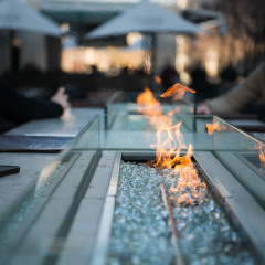Howells and Hood fire tables restaurant photography